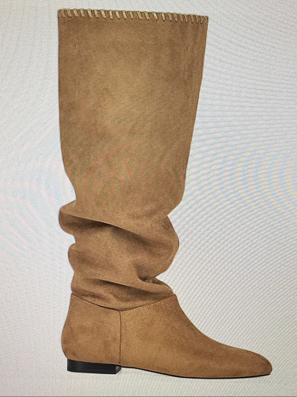 Women’s Slouchy Knee-High Faux Suede Boots in Khaki Flock